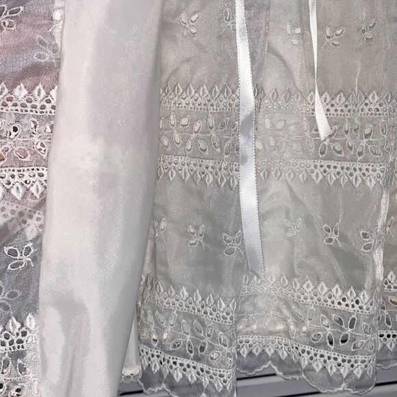 Vintage Sheer Chiffon Double Layered Christening Gown XL 2T - Picture 14 of 16